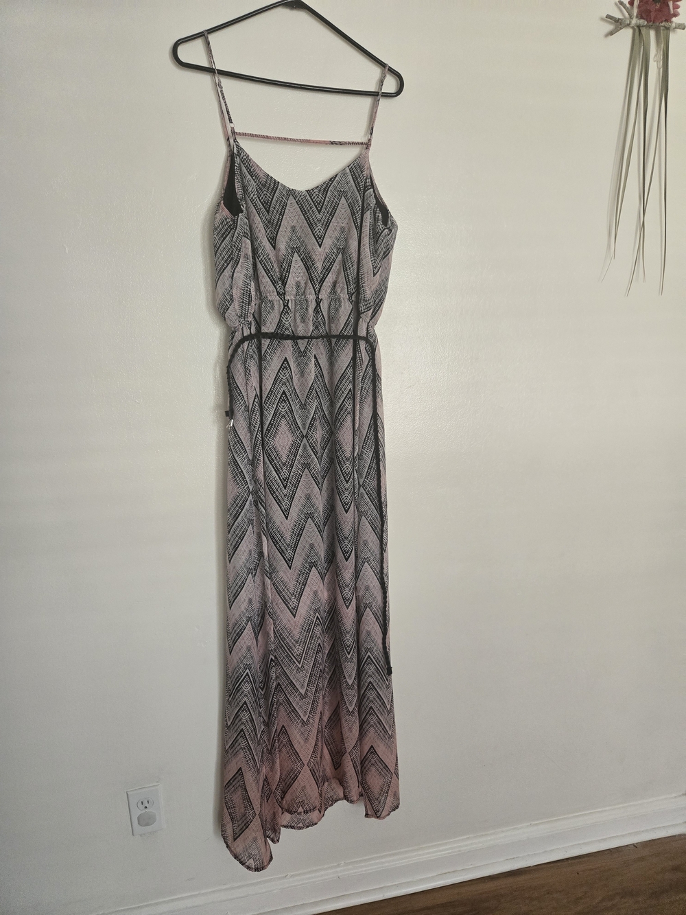 Boho Chevron Pink Maxi Dress with Spaghetti Straps Women's Dresses Sz XL - Picture 8 of 11